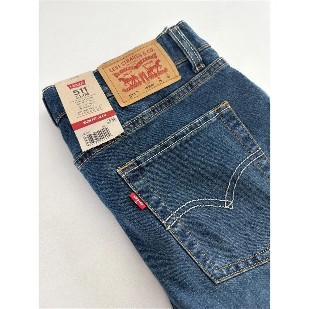 Levi's 511 Slim Boys Jeans Size 16 Slim 26x30 Stretch Denim New With Tags